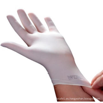 Guantes médicos de látex desechables.